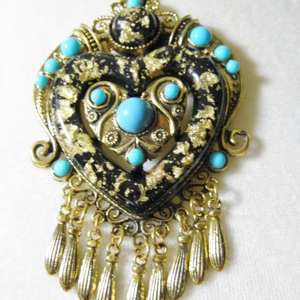 Boho Tassel and Heart Turquoise Pendant - Picture 8 of 12